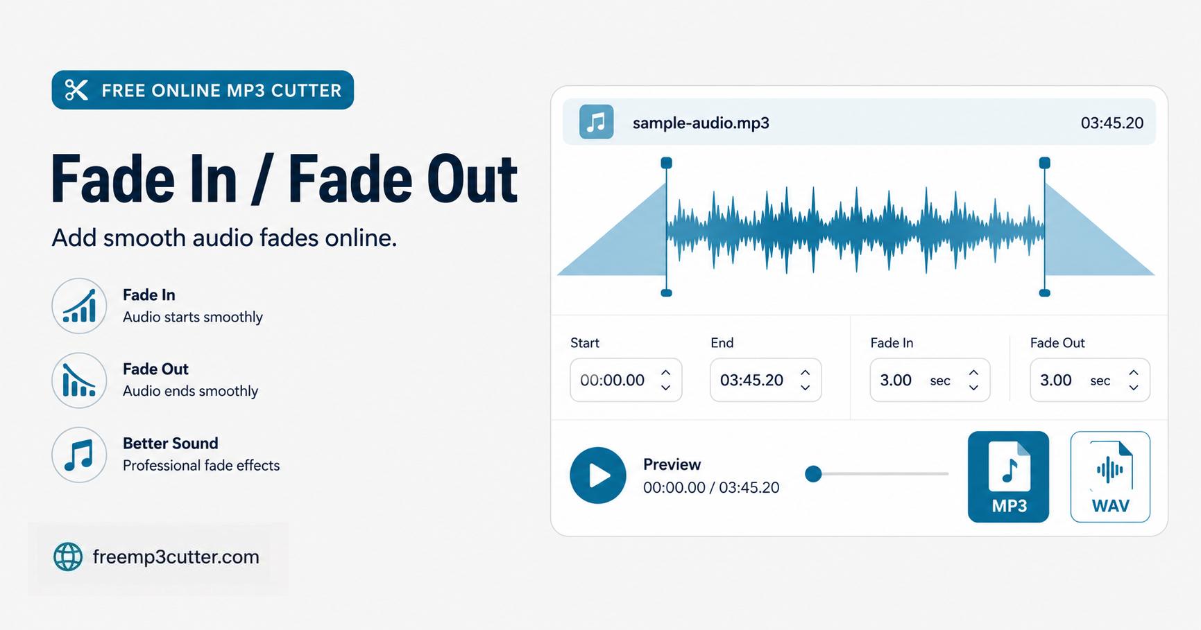 Audio Fade In and Fade Out Online illustration